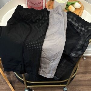 Set of Three Men's Athletic Shorts - Black, Gray, Plaid